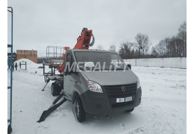 Автовышка ВС-18Т на шасси ГАЗель (ГАЗ-А21R33) - компактная и маневренная модель для монтажных и спасательных работ.   