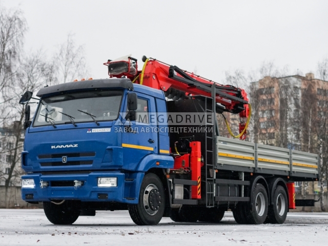 Манипулятор KANGLIM KS2056 на шасси КАМАЗ 65117 с буром (БМ)