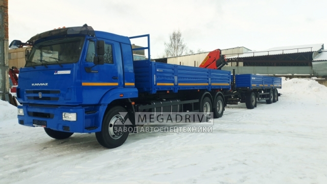 Манипулятор PALFINGER 15500A на шасси КАМАЗ 65117 с прицепом