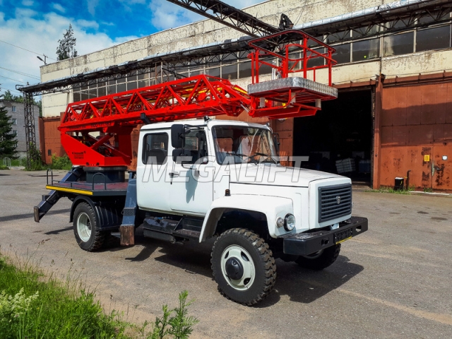 Автогидроподъемник ПСС-131.18Э на шасси ГАЗ 3309 (5 мест)