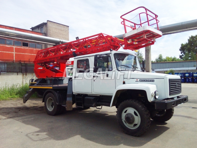 Автогидроподъемник ПСС-131.17Э на шасси ГАЗ 3309 (5 мест)