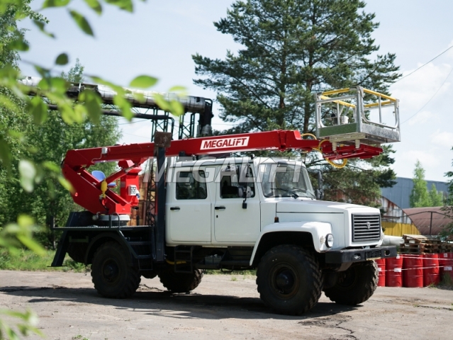 Автогидроподъемник ПСС-131.18Э на шасси ГАЗ 33088 (5 мест) (алюминий)