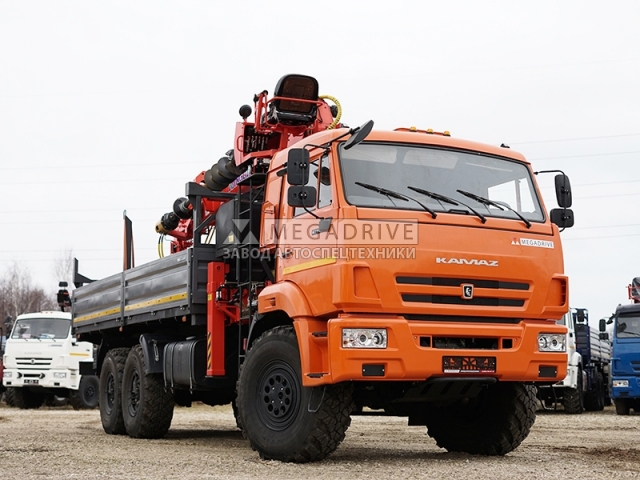 Опоровоз с КМУ KANGLIM KS 2056 на шасси КАМАЗ 43118 с буром